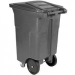 Toter ANA64-00BST 64 Gallon Brownstone Rotational Molded Wheeled Rectangular Trash Can with Lid