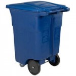 Toter ANA64-00BST 64 Gallon Brownstone Rotational Molded Wheeled Rectangular Trash Can with Lid