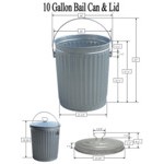 Witt Industries 10GPC 10 Gallon Galvanized Steel Outdoor Commercial Trash Can with Handle