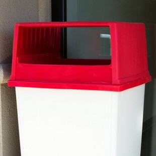 Rubbermaid® FG256V00RED Glutton Red Square Hooded Top Lid Without Doors for FG256B00 Trash Can Rubbermaid® FG256V00RED Glutton Red Square Hooded Top Lid Without Doors for FG256B00 Trash Can