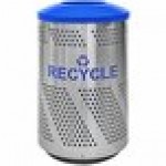 Ex-Cell Kaiser Arena 51 Series ARENA-51 R SS/RBL 51 Gallon Stainless Steel Customizable Outdoor Recycling Receptacle with Dome Top