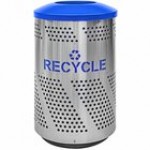 Ex-Cell Kaiser Arena 51 Series ARENA-51 R SS/RBL 51 Gallon Stainless Steel Customizable Outdoor Recycling Receptacle with Dome Top