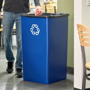 Rubbermaid® FG395973BLUE Untouchable 50 Gallon Blue Square Recycling Container Rubbermaid® FG395973BLUE Untouchable 50 Gallon Blue Square Recycling Container