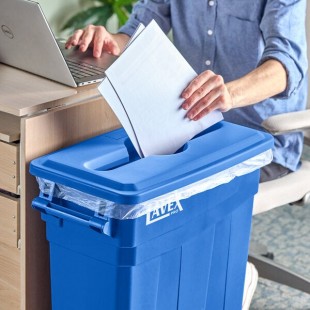 Lavex Pro Blue Slim Rectangular Mixed Recycling Bin Lid