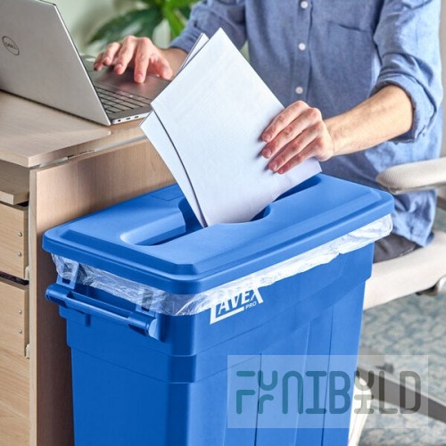 Lavex Pro Blue Slim Rectangular Mixed Recycling Bin Lid