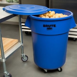 Rubbermaid® BRUTE 55 Gallon Blue Round Trash Can with Lid and Dolly Rubbermaid® BRUTE 55 Gallon Blue Round Trash Can with Lid and Dolly