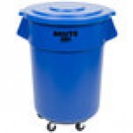Rubbermaid® BRUTE 55 Gallon Blue Round Trash Can with Lid and Dolly