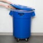Rubbermaid® BRUTE 55 Gallon Blue Round Trash Can with Lid and Dolly