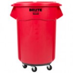 Rubbermaid® BRUTE 55 Gallon Blue Round Trash Can with Lid and Dolly
