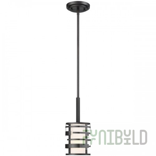 SATCO/NUVO Lansing 1-Light Mini Pendant Light with Etched Opal Glass and Midnight Bronze Finish - 120V, 100W