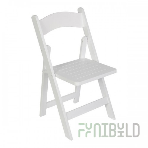 Flash Furniture Holden White Wood Folding Chair with Slatted Seat