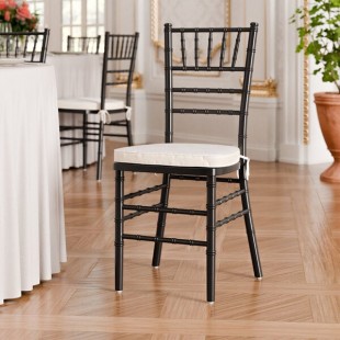 Lancaster Table & Seating Black Wood Chiavari Chair with Ivory Cushion Lancaster Table & Seating Black Wood Chiavari Chair with Ivory Cushion