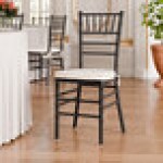 Lancaster Table & Seating Black Wood Chiavari Chair with Ivory Cushion Lancaster Table & Seating Black Wood Chiavari Chair with Ivory Cushion