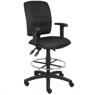 Boss B1636-BK Black Multi-Function Fabric Drafting Stool with Adjustable Arms Boss B1636-BK Black Multi-Function Fabric Drafting Stool with Adjustable Arms