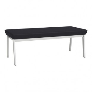 Lesro Newport Patriot Plus Black Vinyl 2-Seat Bench with Silver Powder-Coated Steel Legs
