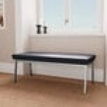 Lesro Newport Patriot Plus Black Vinyl 2-Seat Bench with Silver Powder-Coated Steel Legs