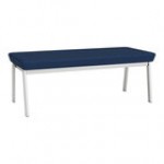 Lesro Newport Patriot Plus Black Vinyl 2-Seat Bench with Silver Powder-Coated Steel Legs