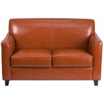 Flash Furniture BT-827-2-CG-GG Hercules Diplomat Cognac Leather Loveseat with Wooden Feet