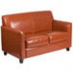 Flash Furniture BT-827-2-CG-GG Hercules Diplomat Cognac Leather Loveseat with Wooden Feet