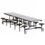 National Public Seating MTS12-PBTMCR 12' Mobile Particleboard Cafeteria Table with Chrome Frame, T-Molding Edge, and 12 Stools National Public Seating MTS12-PBTMCR 12' Mobile Particleboard Cafeteria Table with Chrome Frame, T-Molding Edge, and 12 Stools