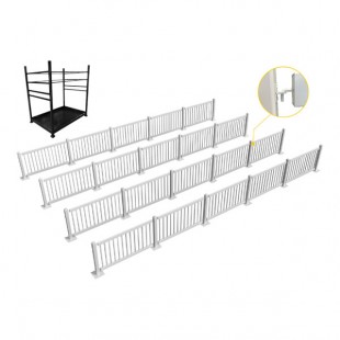 Mod-Fence Mod-Traditional 120' White Traditional Fence Starter Kit with 20 Preassembled Fence Panels, 24 Post Connectors, and Cart Mod-Fence Mod-Traditional 120' White Traditional Fence Starter Kit with 20 Preassembled Fence Panels, 24 Post Connectors, and Cart