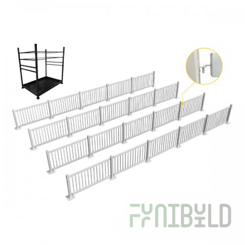 Mod-Fence Mod-Traditional 120' White Traditional Fence Starter Kit with 20 Preassembled Fence Panels, 24 Post Connectors, and Cart