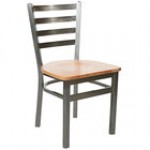 BFM Seating Lima Steel Customizable Side Chair with Natural Wooden Seat and Clear Coat Frame BFM Seating Lima Steel Customizable Side Chair with Natural Wooden Seat and Clear Coat Frame