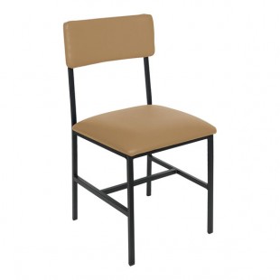 BFM Seating Meghan Black Powder-Coated Steel Customizable Side Chair with Tan Vinyl Back and Seat BFM Seating Meghan Black Powder-Coated Steel Customizable Side Chair with Tan Vinyl Back and Seat