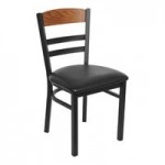BFM Seating Barrick Sand Black Steel Side Chair with Autumn Ash Wood Back Panel and American Beauty Red Vinyl Seat BFM Seating Barrick Sand Black Steel Side Chair with Autumn Ash Wood Back Panel and American Beauty Red Vinyl Seat