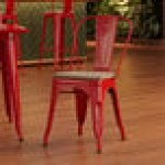 Lancaster Table & Seating Alloy Ruby Red Indoor Cafe Chair with Gray Wood Seat Lancaster Table & Seating Alloy Ruby Red Indoor Cafe Chair with Gray Wood Seat