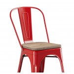 Lancaster Table & Seating Alloy Ruby Red Indoor Cafe Chair with Gray Wood Seat Lancaster Table & Seating Alloy Ruby Red Indoor Cafe Chair with Gray Wood Seat
