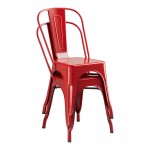 Lancaster Table & Seating Alloy Ruby Red Indoor Cafe Chair with Gray Wood Seat Lancaster Table & Seating Alloy Ruby Red Indoor Cafe Chair with Gray Wood Seat