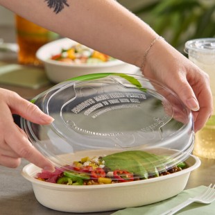 World Centric GreenLight Compliant PLA Plastic Compostable Vented Lid for 32 oz. Fiber Burrito Bowls - 300/Case