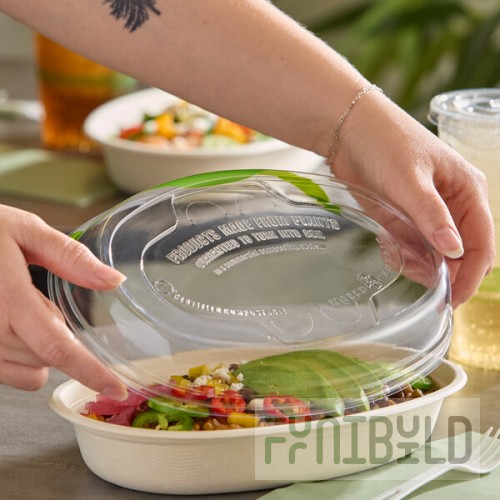 World Centric GreenLight Compliant PLA Plastic Compostable Vented Lid for 32 oz. Fiber Burrito Bowls - 300/Case