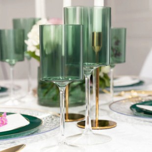 Posh Setting 14 oz. Two-Toned Green and Clear Plastic Wine Goblet - 60/Case Posh Setting 14 oz. Two-Toned Green and Clear Plastic Wine Goblet - 60/Case