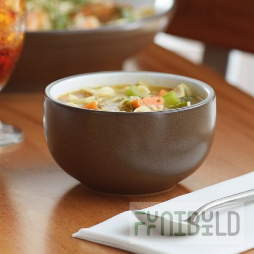 Acopa Embers 13 oz. Hickory Brown Matte Stoneware Bowl - Sample