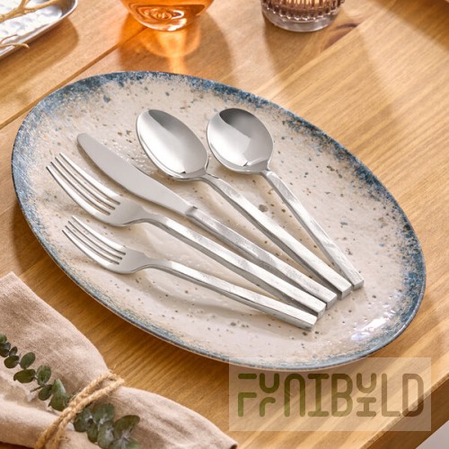 Acopa Architect 18/10 Stainless Steel Forged Extra Heavy Weight Flatware 5-Piece Set - Sample
