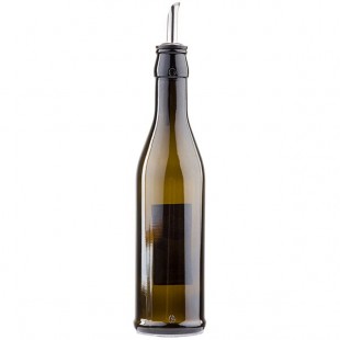 TableCraft 17 oz. Dark Green Glass Oil Cruet with Stainless Steel Pourer - 6/Case