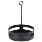 American Metalcraft SCH6 Stainless Steel Round Contemporary Condiment Caddy with Card Holder - 6 1/4