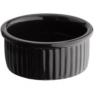 Acopa 4.5 oz. Glossy Black Fluted Stoneware Ramekin - 48/Case Acopa 4.5 oz. Glossy Black Fluted Stoneware Ramekin - 48/Case