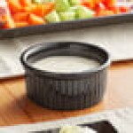Acopa 4.5 oz. Glossy Black Fluted Stoneware Ramekin - 48/Case Acopa 4.5 oz. Glossy Black Fluted Stoneware Ramekin - 48/Case
