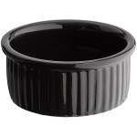 Acopa 4.5 oz. Glossy Black Fluted Stoneware Ramekin - 48/Case Acopa 4.5 oz. Glossy Black Fluted Stoneware Ramekin - 48/Case