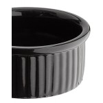 Acopa 4.5 oz. Glossy Black Fluted Stoneware Ramekin - 48/Case Acopa 4.5 oz. Glossy Black Fluted Stoneware Ramekin - 48/Case