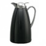 Service Ideas Classy 33.8 oz. Black Powder-Coated Stainless Steel Glass Insulated Coffee Carafe / Server with Push-Button Lid CJZ1BLK