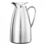 Service Ideas Classy 33.8 oz. Black Powder-Coated Stainless Steel Glass Insulated Coffee Carafe / Server with Push-Button Lid CJZ1BLK