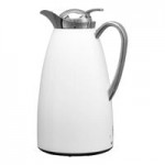 Service Ideas Classy 33.8 oz. Black Powder-Coated Stainless Steel Glass Insulated Coffee Carafe / Server with Push-Button Lid CJZ1BLK