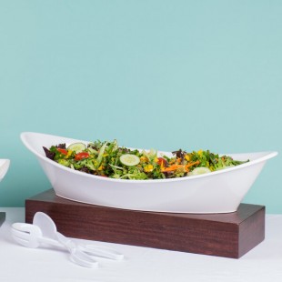 TableCraft MGMT2412 6.75 Qt. White Oblong Melamine Bowl - 24 1/2