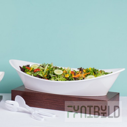 TableCraft MGMT2412 6.75 Qt. White Oblong Melamine Bowl - 24 1/2