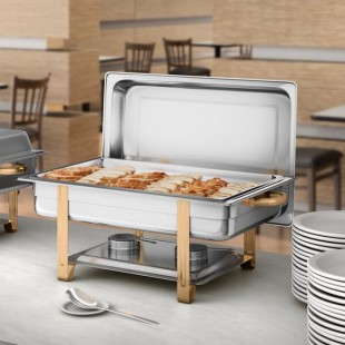 Choice Deluxe 8 Qt. Full Size Gold Accent Chafer Choice Deluxe 8 Qt. Full Size Gold Accent Chafer