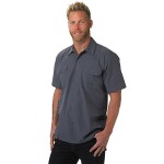 Mercer Culinary M60250BK Metro Edge Unisex Gray Short Sleeve Brewer / Work Shirt - L Mercer Culinary M60250BK Metro Edge Unisex Gray Short Sleeve Brewer / Work Shirt - L
